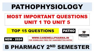 Pathophysiology b pharm 2nd semester important questions  Carewell pharma [upl. by Catt]