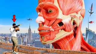 Giant Titans Attacked AND Destroys LOS SANTOS In GTA 5  Titans VS Franklin [upl. by Nnylatsyrc]