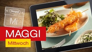 Garnelenspieße mit KnoblauchDip  MAGGI Mittwoch Hangout [upl. by Retsbew133]