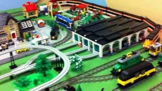 LEGO NXT monorail trains and airport at an exhibition in Brno 2014 [upl. by Neveda]