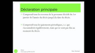 Impôt et le décès  Les déclarations dimpôt [upl. by Ahsatak]