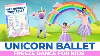 Unicorn Ballet Freeze Dance For Toddlers Baby Ballet Class [upl. by Siuqramed]