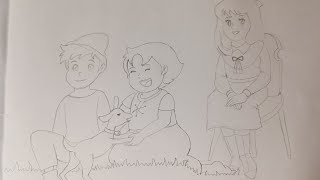 drawing Heidi cartoon heidi and claura pencildrawing cartoon simple and easy drawing of Heidi [upl. by Nirok]