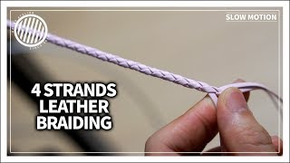 Leather DIY 4 strands leather braiding [upl. by Yelda]