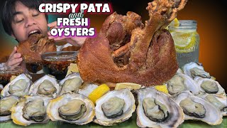 TENDER CRISPY PATA amp FRESH OYSTERS MUKBANG  Juicy Talaba and Crispy Pata  PINOY MUKBANG [upl. by Nonrev]