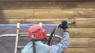 Corn Cob amp Glass Blasting a Lincoln Log Home in Valparaiso Indiana Log Home [upl. by Jarrod]