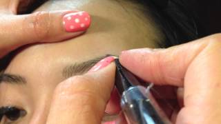 Pencil fill in eyebrows with hair stroke technique [upl. by Dorison]