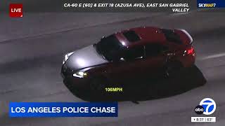 FULL CHASE Authorities chase suspect at high speeds through LA [upl. by Bridget]