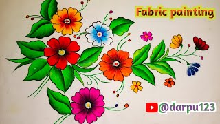 Pillow cover flower design 🌸 ll fabric painting on cloth 🎨 ll painting art diy paintingideas [upl. by Osher]