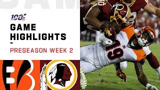 Bengals vs Redskins Preseason Week 2 Highlights  NFL 2019 [upl. by Joelie175]