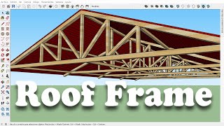 Roof Frame  Estructura de Techo  sketchup viralvideo house construction building [upl. by Kerwinn]