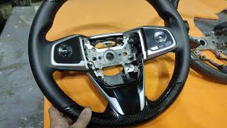 Honda civic X steering wheel stitching 🪡 umairalicarposhish [upl. by Attikram405]