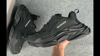 BALENCIAGA TRIPLE S CLEAR SOLE DOUBLE BLACK [upl. by Cozmo]