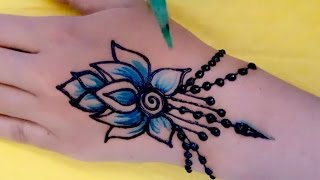 ᴴᴰ Easy DIY Simple Beautiful Mehndi Henna blue colour Design Tutorial jasa hena indo [upl. by Emersen]