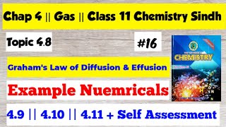 Grahams Law of Diffusion amp Effusion  Example 49  410  411 Solution  Chap 4 Gases  Class 11 [upl. by Nahsab585]