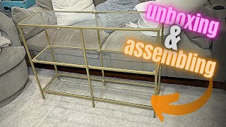 Unboxing amp Assembling the VASAGLE Glass Console Table [upl. by Marcell868]