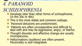 Schizophrenia  part 2 types of schizophreniamanagement of schizophreniareuben [upl. by Eentrok]