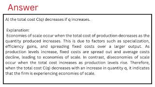 Consider a firm that produces a quantity q at a total cost Cq  FC  VCq [upl. by Sherfield]