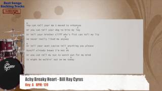 🥁 Achy Breaky Heart  Bill Ray Cyrus Drums Backing Track with chords and lyrics [upl. by Blakeley]