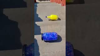 Blue🔵 vs Yellow🟡 breaking glass bottles  Crushing Crunchy amp Soft things shorts asmr satisfying [upl. by Publius641]