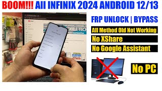 All Infinix FRP Bypass 2024 Without pc  infinix Android 1213 Google Account Remove [upl. by Lisetta688]