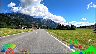 60 minute Indoor Cycling Workout Kitzbühl Austria Alps mph Display 4K Video [upl. by Nalyt]