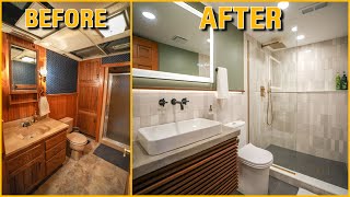 DIY Small Bathroom Remodel  Start to Finish Renovation and Design [upl. by Nivre]