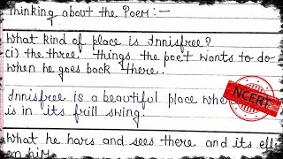 NCERT CLASS 9 ENGLISH BEEHIVE 🐝 POEM 4 The Lake Isle Of Innisfree QUESTIONANSWER SHORT ANSWERS [upl. by Dorfman]