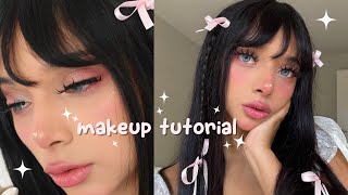 Glittery Dolly Makeup tutorial ⊹ ᡣ𐭩 🎀 douyin inspired [upl. by Krawczyk]