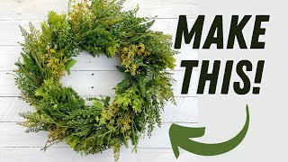 How to Make a Mixed Greenery Wreath  EASY wreath tutorial [upl. by Wylma]