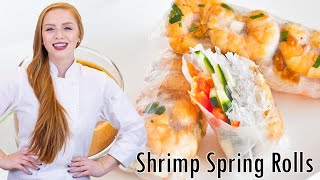 Shrimp Spring Rolls with Peanut Dipping Sauce [upl. by Yesnyl]