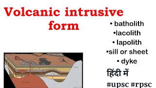 volcanic intrusive forms batholithlacolithlapolithfacolithsill or seetdyke explained [upl. by Medrek506]