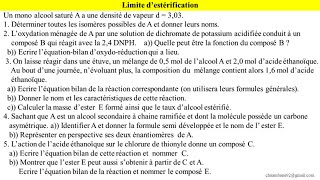 Isomères dun alcool  Enantiomères dun composé  Limite destérification  Oxydation ménagée [upl. by Adnuhser]