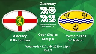 Guernsey Natwest Island Games 2023 Indoor Bowls Open Singles  Alderney v Western Isles [upl. by Craven682]