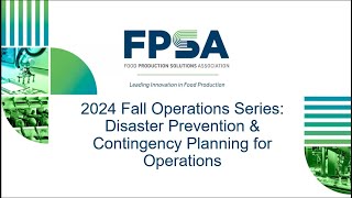 2024 Fall Operations Conference Disaster Prevention and Contingency Planning for Operations [upl. by Irolam534]