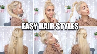 6 QUICK amp EASY HEATLESS HAIRSTYLES FOR SCHOOL [upl. by Elwira218]