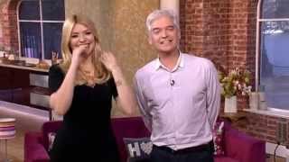 Holly speaks over Phil and they laugh at Ginos trousers  This Morning 8th January 2013 [upl. by Stretch41]