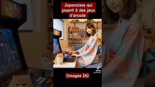 Japonaises qui jouent aux jeux vidéo darcade images IA shorts [upl. by Leis312]