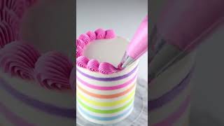 Making a Rainbow Stripe Cake 🌈 shorts cakedecorating [upl. by Otinauj]