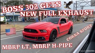 2013 Mustang BOSS 302 New FULL EXHAUST MBRP Long Tube Headers  HPipe LTH OverAxle Pipes amp Corsa [upl. by Calia493]