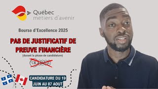 Pas de justificatif de preuve financière  Bourse dExcellence Québec Métier dAvenir [upl. by Harrak]