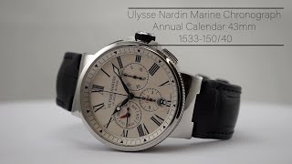 Ulysse Nardin Marine Chronograph Annual Calendar 43mm 153315040 [upl. by Zelda322]