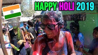 Foreigners playing HOLI 2019 with AMAZING INDIAN PEOPLE [upl. by Ardisj]