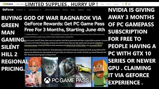 3 Months of PC Gamepass Subscription FREE for Nvidia GPU Owners  Buying God of War Ragnarok via GMG [upl. by Abdul]