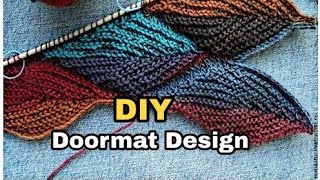 New design doormat making at home  Handmade door mat knitting pattern  Autumn Leaf design diy [upl. by Lipp567]