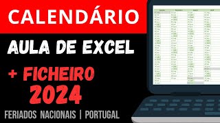 Como fazer CALENDÁRIO no Excel  Download Feriados 2024 Portugal [upl. by Yedorb]