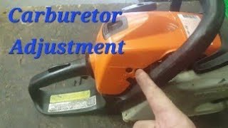 Stihl Chainsaw Carburetor Adjustment [upl. by Acinahs]