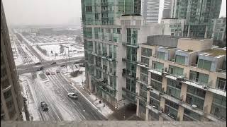 Snow fall starts in Mississauga  netuer view terrace garden [upl. by Anelim557]