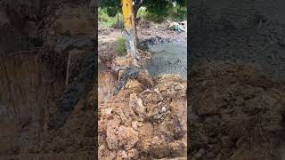 Excavator digs up the soil [upl. by Layap]