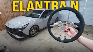 Elantra N KDM Alcantara Suede Steering Wheel Install [upl. by Madelyn248]